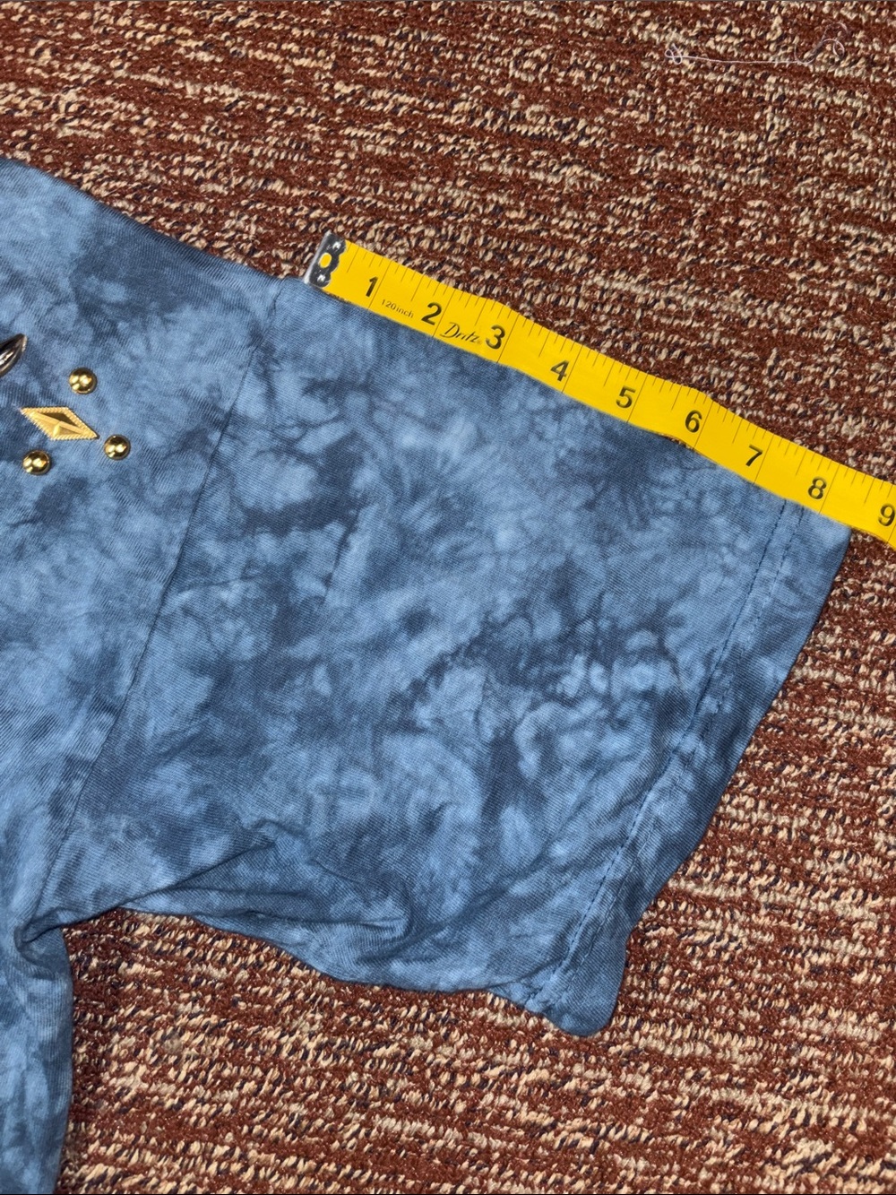 Blue tie dye metallic embelished lunar sky sun & moon detail tunic top free size - Picture 12 of 13
